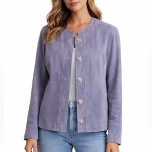David Dart Purple Suede Button-Up Jacket